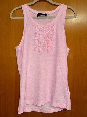 DSQUARED2 Light Pink Ruffle-Front Tank